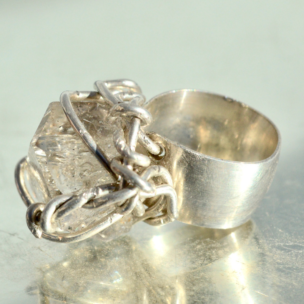 Herkimer Diamond Sterling Silver Ring Size Various Custom Statement 925 Cocktail - Picture 5 of 7